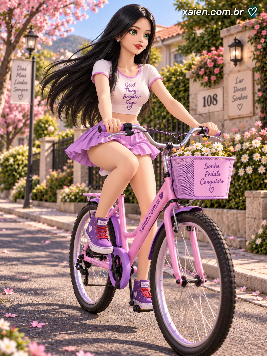 Riham Muminah de costas fazendo manobra em pista de bicicleta de cimento