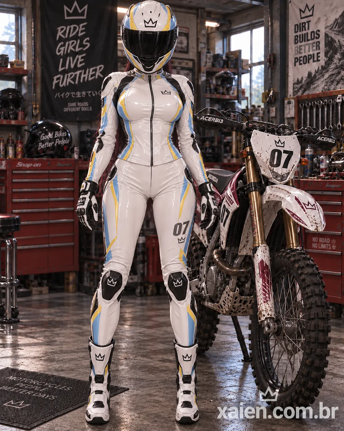 Anime moto cross pronta para iniciar passeio na trilha