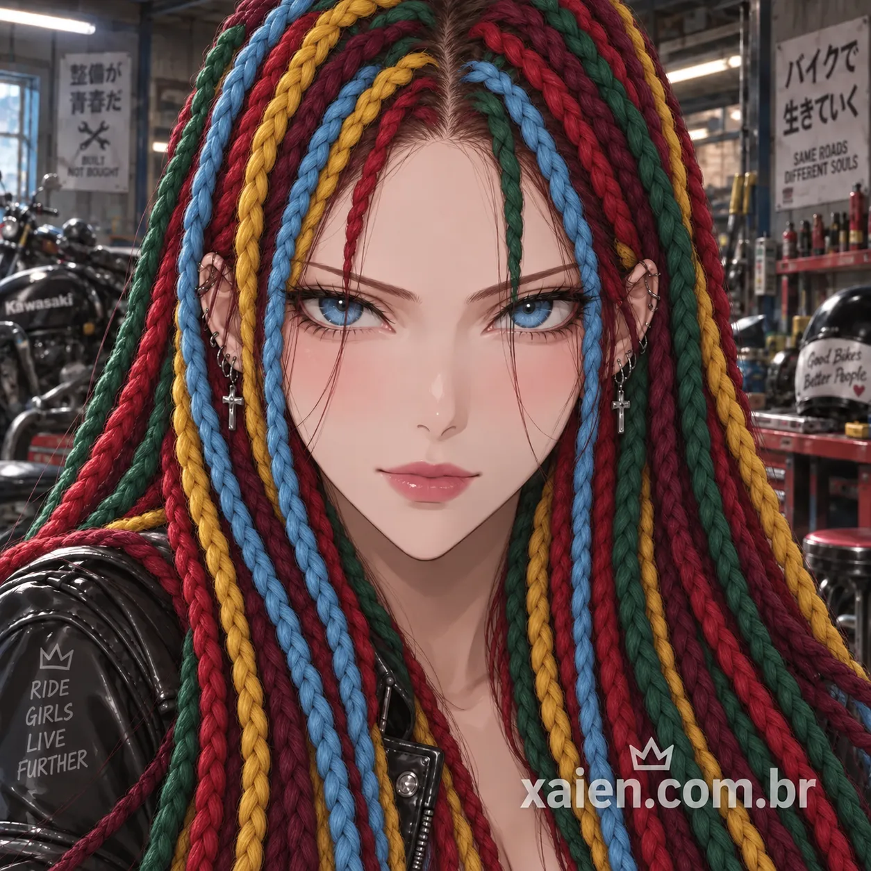 Anime moto gp Machika Araya em seu quarto antes da corrida