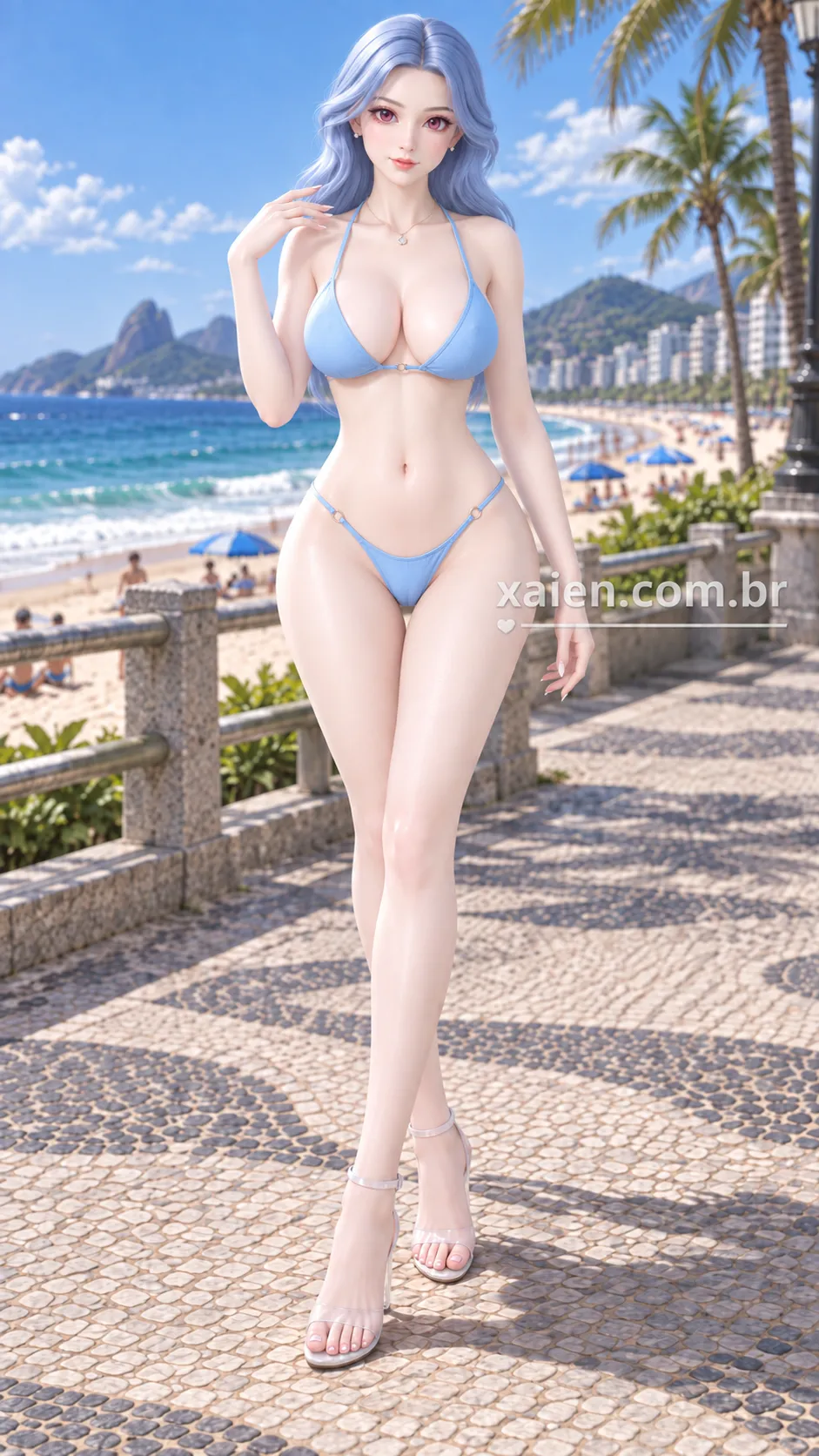 Moda de primavera em anime na praia