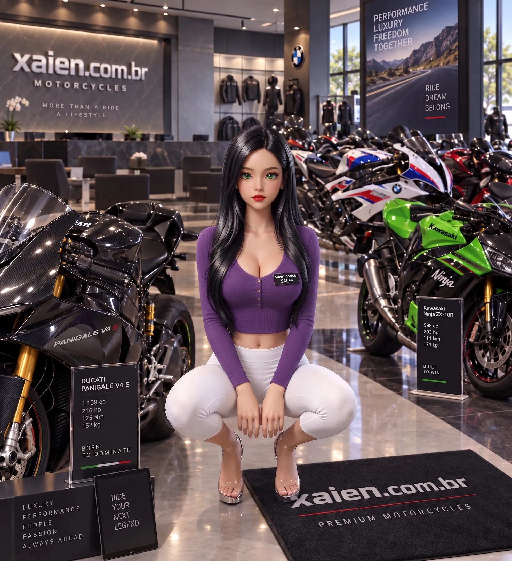 Anime vendedora de motos Xaien anime moto em narrativa 3D