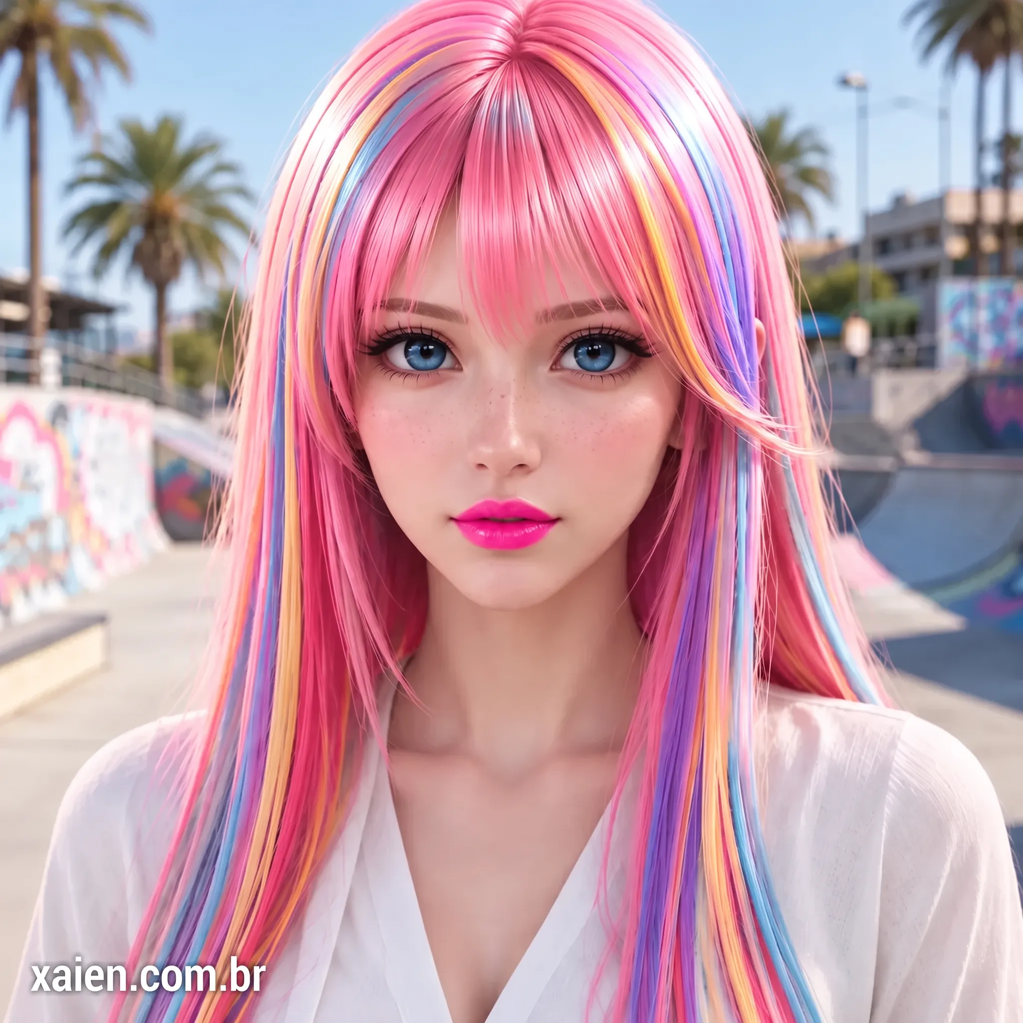 Layla Kranewitter em retrato anime 3D antes de sua aventura de bicicleta cross