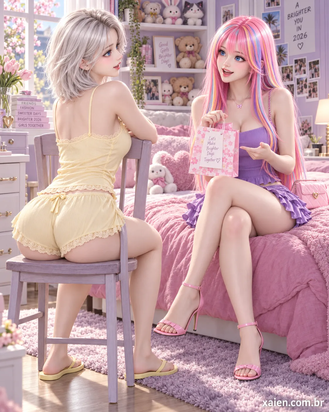 Honor Watson e Layla Kranewitter conversam no quarto antes da surpresa
