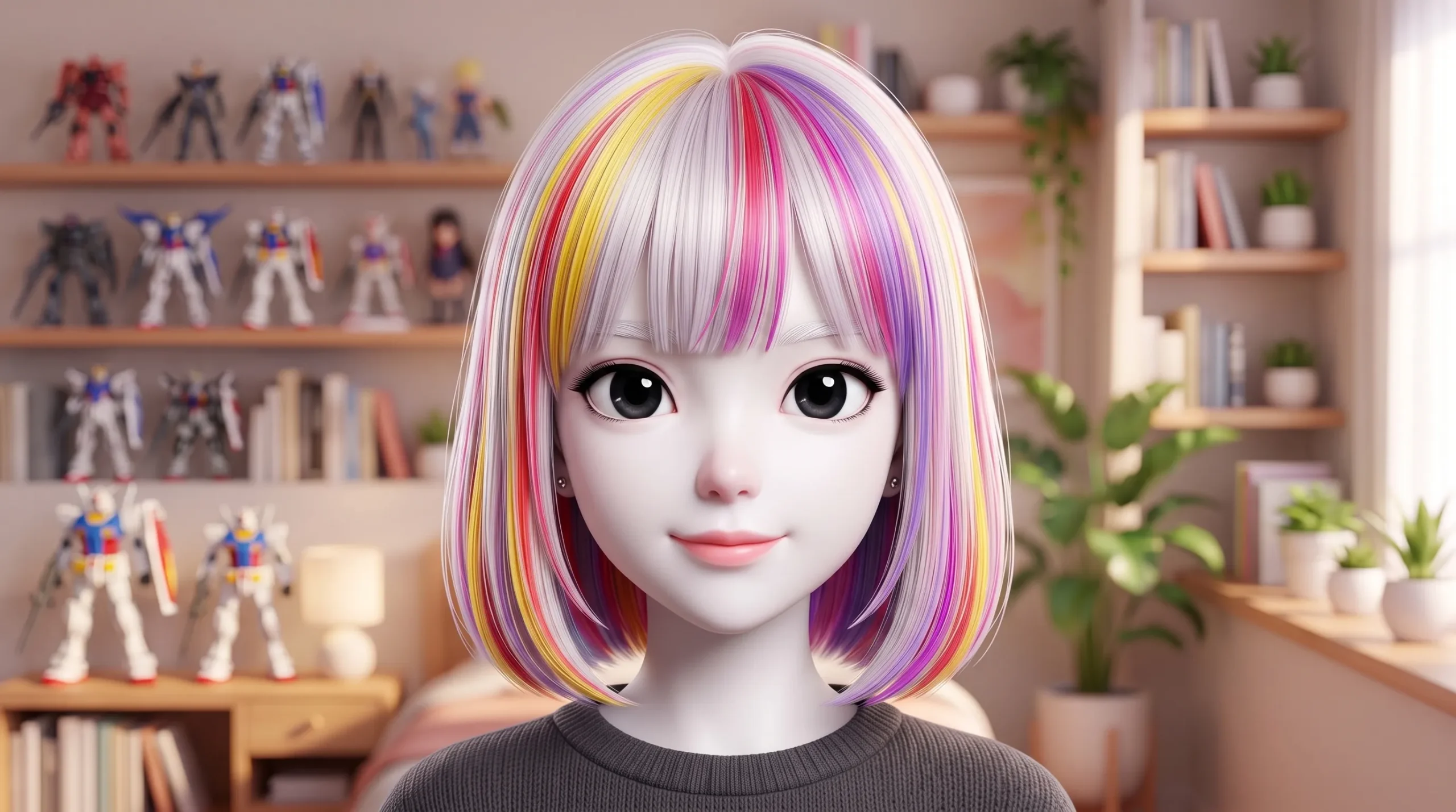 Rosto de anime com pele branca e cabelos coloridos: aprenda a criar